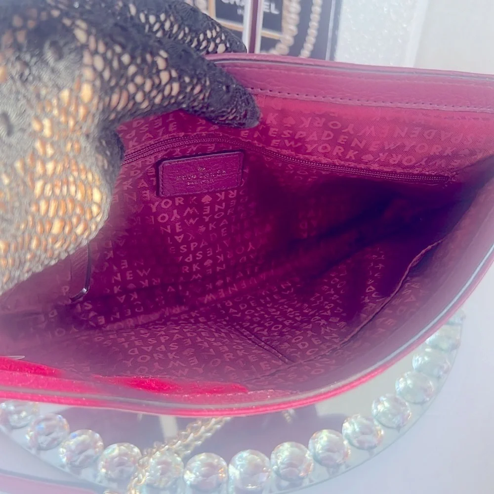 Kate Spade Astor burgundy Court Naomi Quilted leather shoulder bag
